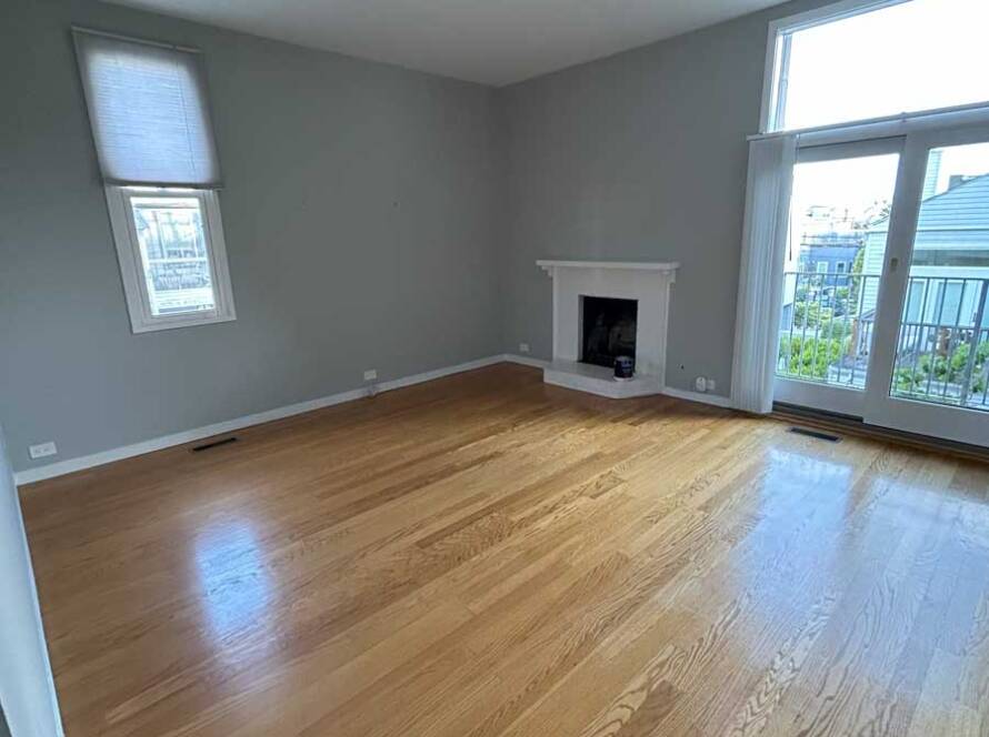 Before and after hardwood refinishing project Bay Area – restored natural wood beauty.